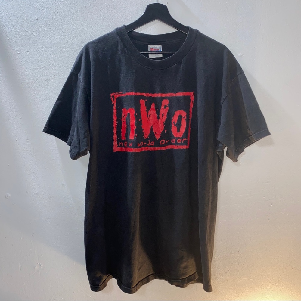 Vintage 90s WCW NWO New World Order Shirt Faded Black Size XL Wrestling
